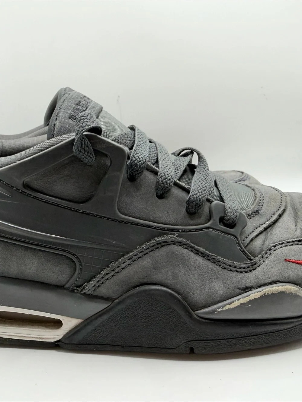 Jordan Kids Gray Sneakers with Red Swoosh